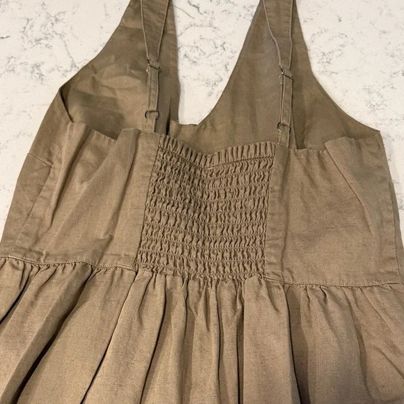 Women's olive Khaki Sleeveless V-Neck Midi Dress by pact Size M - Picture 3 of 4